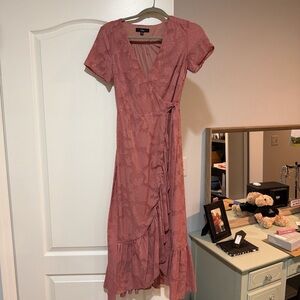 Lulu's Dusty Rose Midi Wrap Dress
